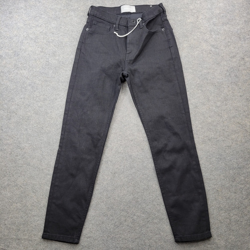 Everlane Womens High Rise Skinny Ankle Jeans Black Denim Size 26